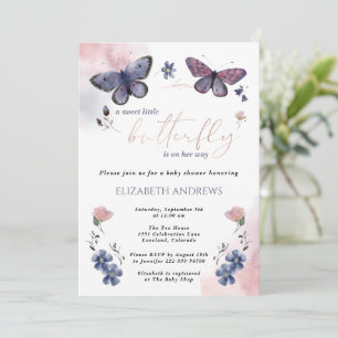 Invitación Una mariposa en camino a Baby Shower