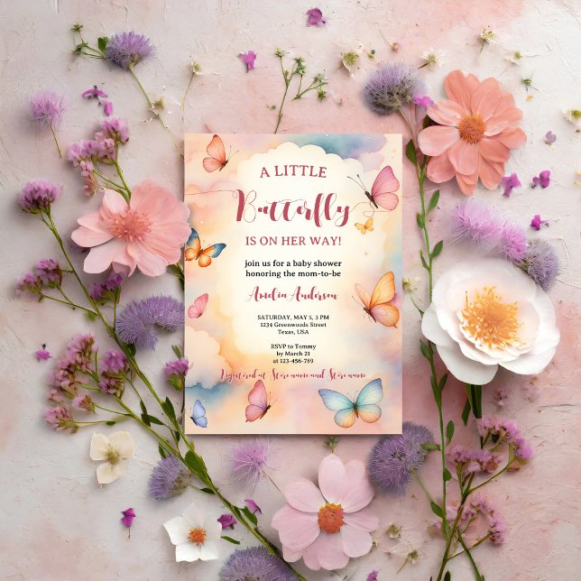 Invitación Una mariposa en camino a Baby Shower (Subido por el creador)