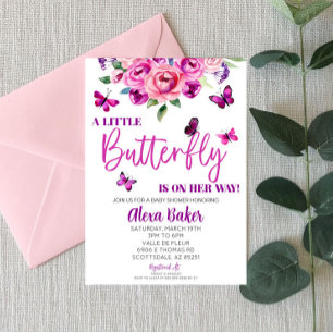 Invitación Una mariposa en camino a Baby Shower
