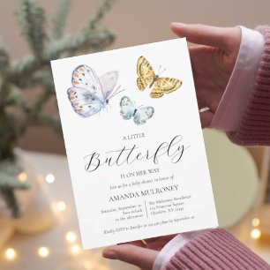 Invitación Una mariposa en camino a Baby Shower