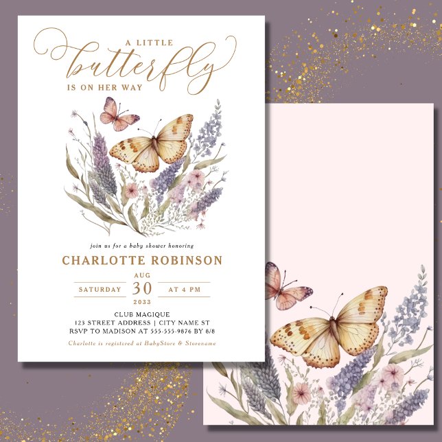 Invitación Una mariposa en camino a Baby Shower (Subido por el creador)