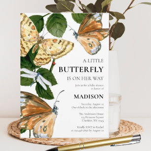 Invitación Una mariposa en camino a Baby Shower
