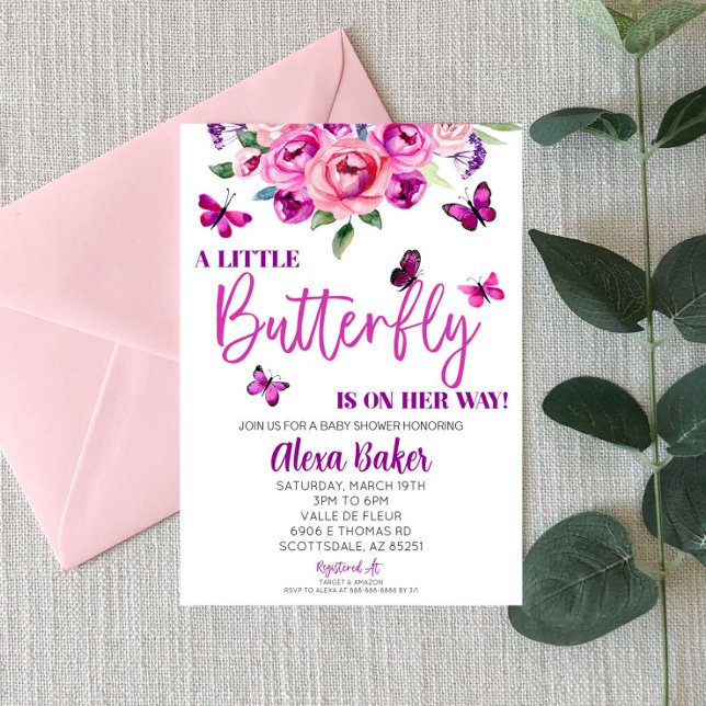 Invitación Una mariposa en camino a Baby Shower (Subido por el creador)