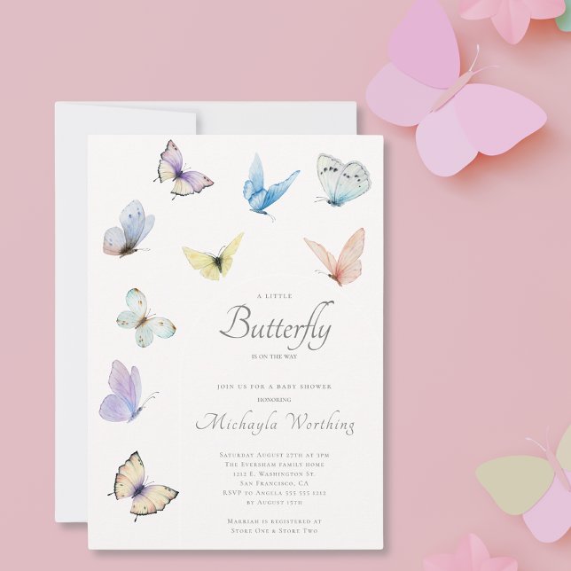 Invitación Una mariposa en camino a Baby Shower (Subido por el creador)