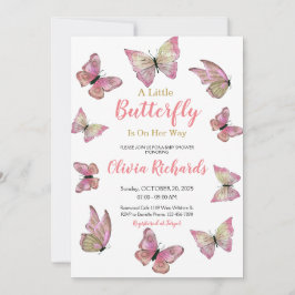 Invitación Una mariposa en camino a Baby Shower