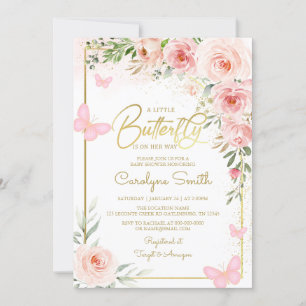 Invitación Una mariposa en camino a Baby Shower