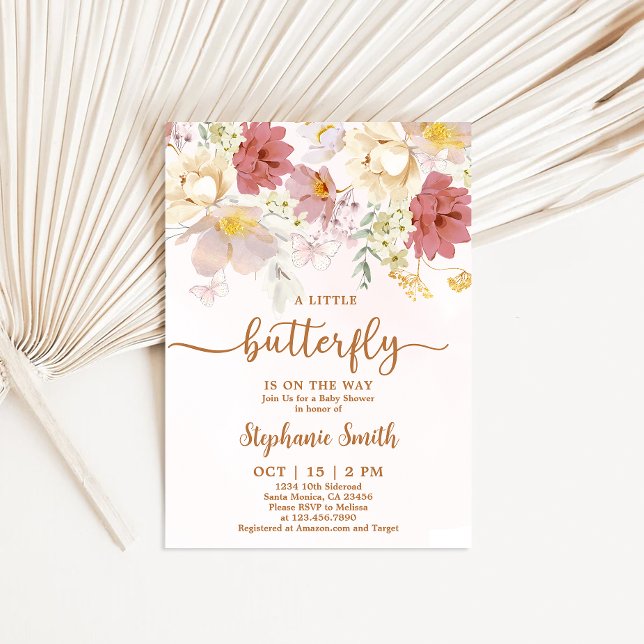 Invitación Una mariposa está de camino Chica Baby Shower (Subido por el creador)