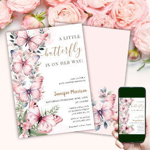 Invitación ¡Una Mariposa Está En Camino! Baby Shower chica