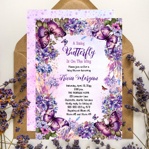 Invitación Una Mariposa Infantil Está En Camino Chica Baby Sh