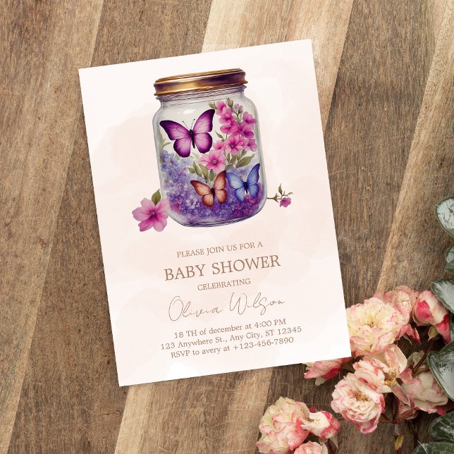Invitación Una mariposa pequeña en un frasco de Baby Shower f (Subido por el creador)