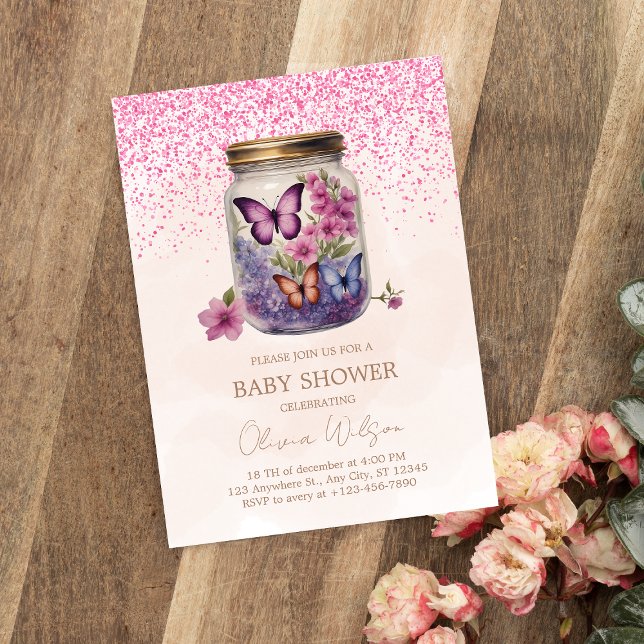Invitación Una mariposa pequeña en un frasco de Baby Shower f (Subido por el creador)