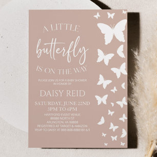 Invitación Una Mariposa Pequeña Está En Camino De Baby Shower