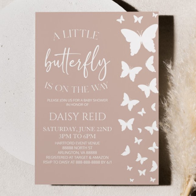 Invitación Una Mariposa Pequeña Está En Camino De Baby Shower (Subido por el creador)