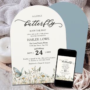 Invitación Una Mariposa Pequeña Está En Camino De Baby Shower