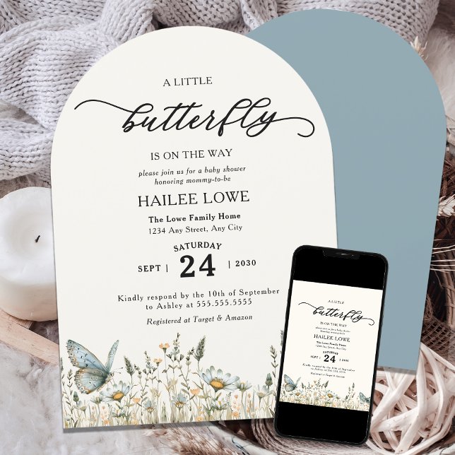 Invitación Una Mariposa Pequeña Está En Camino De Baby Shower (Subido por el creador)