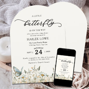 Invitación Una Mariposa Pequeña Está En Camino De Baby Shower