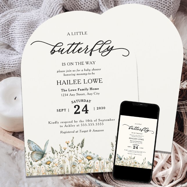 Invitación Una Mariposa Pequeña Está En Camino De Baby Shower (Subido por el creador)