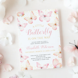 Invitación Una Mariposa Pequeña Está En Camino Del Baby Showe
