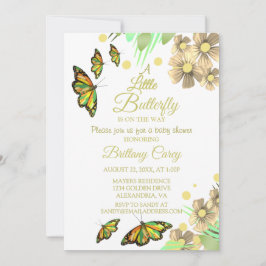 Invitación Una Mariposa Pequeña Está En Camino Del Bebé Flora