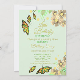 Invitación Una Mariposa Pequeña Está En Camino Del Bebé Flora