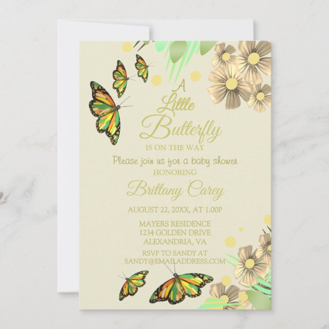 Invitación Una Mariposa Pequeña Está En Camino Del Trigo Flor (Anverso)