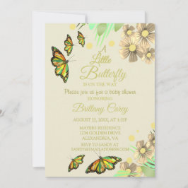 Invitación Una Mariposa Pequeña Está En Camino Del Trigo Flor