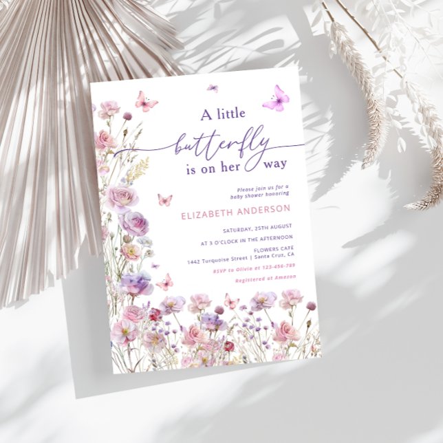 Invitación Una mariposa pequeña está en el camino Lilac rosa (Subido por el creador)