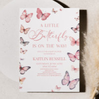 Una Mariposa Rosa Está En Camino De Baby Shower