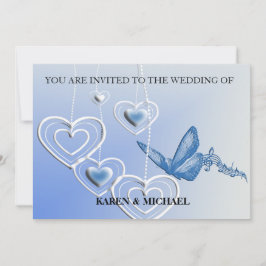 Invitación Una mariposa y corazones