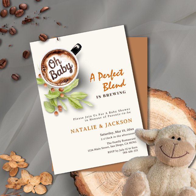 Invitación Una mezcla perfecta es preparar Baby Shower para c (A Perfect Blend is Brewing Coffee Baby Shower Invitation)