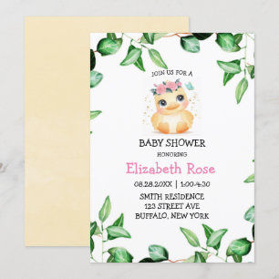 Invitación Una Moda linda, una marfil verde deja Baby Shower