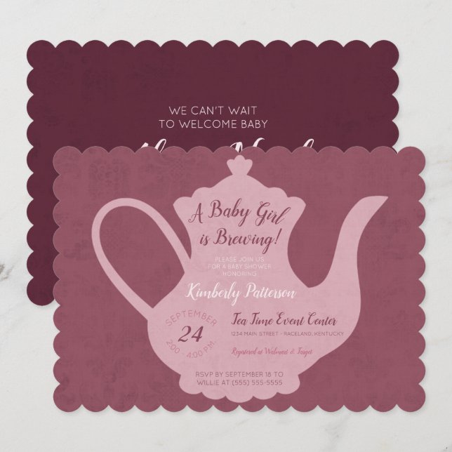 Invitación Una niña bebé elabora un Fiesta de té Baby Shower (Anverso / Reverso)