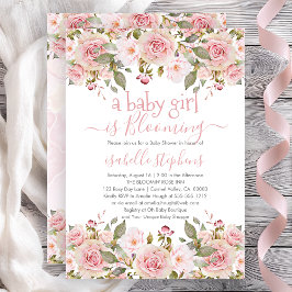 Invitación Una niña bebé está floreciendo un Baby Shower con
