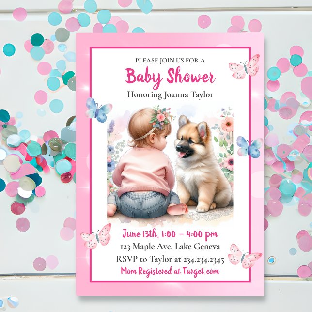 Invitación Una niña bebé y su Baby Shower rosa pimienta (Subido por el creador)