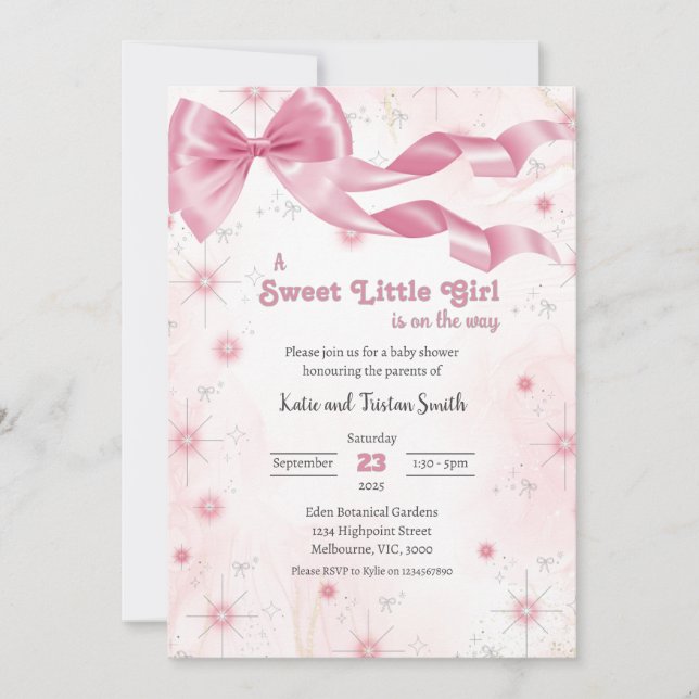 Invitación Una Niña Dulce Está En Camino De Baby Shower (Anverso)