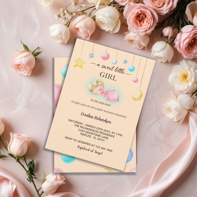 Invitación Una niña dulce marfil Baby Shower (Subido por el creador)