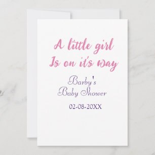 Invitación Una niña está en camino baby shower rosa nombre
