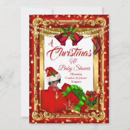 Invitación Una niña niño regalo de Navidad Baño de bebé Rojo 