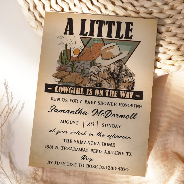 Invitación Una niña pequeña Chica occidental Baby Shower (Subido por el creador)