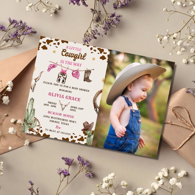 Invitación Una niña pequeña Chica occidental Fiesta Baby Show (Subido por el creador)