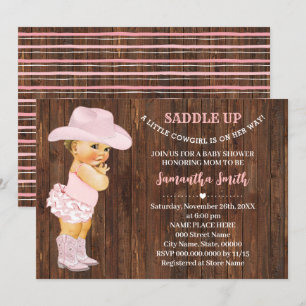 Invitación Una niña pequeña está de camino a Baby Shower rosa
