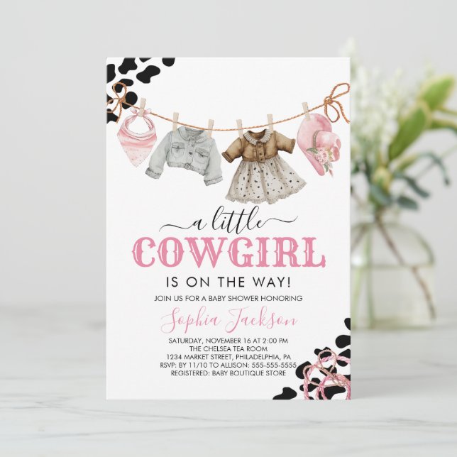 Invitación Una niña pequeña y salvaje de West Cowgirl Baby Sh (Anverso de pie)