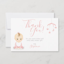Invitación Una niña pequeña y su Baby Shower móvil