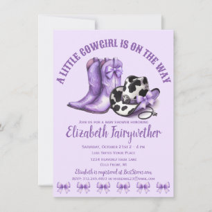 Invitación Una niñita morada golpea Baby Shower