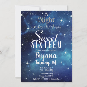 Invitación Una noche bajo el cielo estrellado azul de la estr