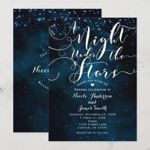 Invitación UNA NOCHE BAJO LAS ESTRELLAS Boda de Cielos Azules