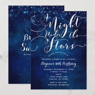 Invitación UNA NOCHE BAJO LAS ESTRELLAS Cielo azul brillante 
