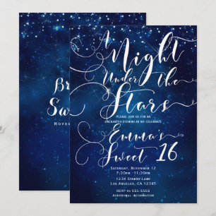 Invitación UNA NOCHE BAJO LAS ESTRELLAS Cielo Azul Estrellado
