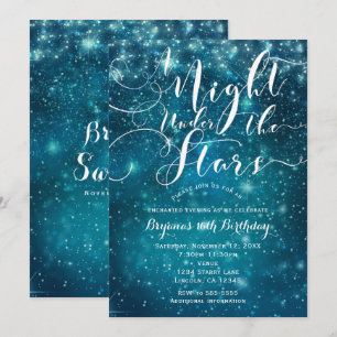 Invitación UNA NOCHE BAJO LAS ESTRELLAS Cielo azul luminoso e