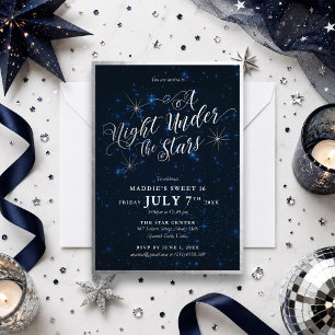 Invitación Una Noche Bajo las Estrellas Cumpleaños Dulces Die